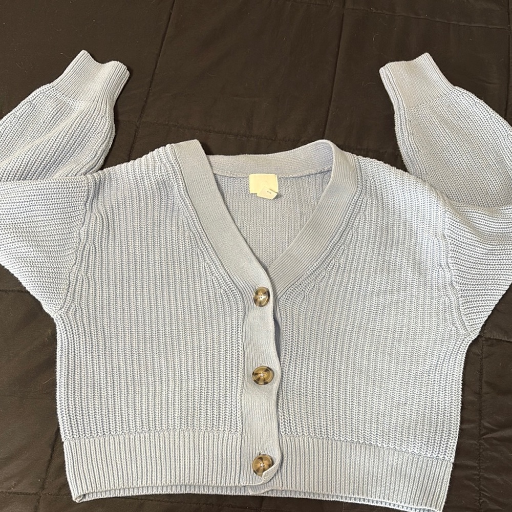 Women's Light blue  Button-Up Sweater